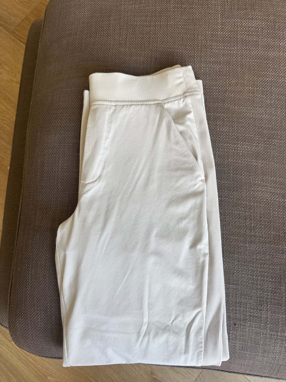 Athlete Cream Straight Leg with Side Rib Detail